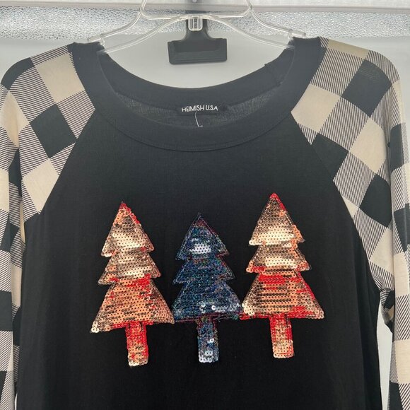 Heimish USA Christmas Top Women's Size Small Multicolor Sequins Long Sleeve - Picture 2 of 9